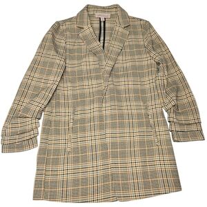 Philosophy Plaid Tan Black Cream Houndstooth Pattern Women's Jacket Size XS